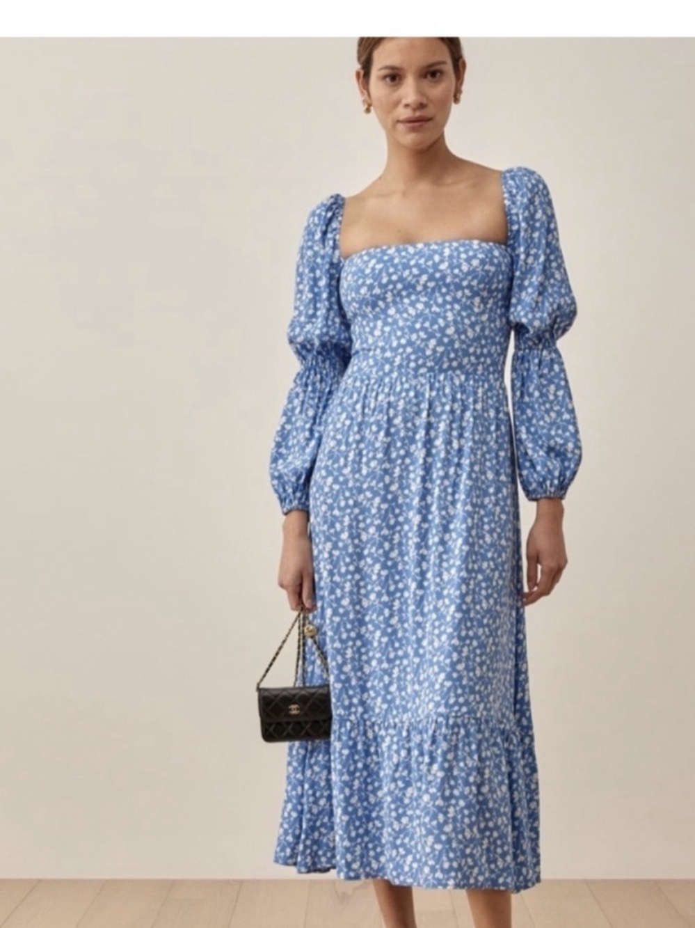 Reformation Mica Dress Floral Blue Size 0